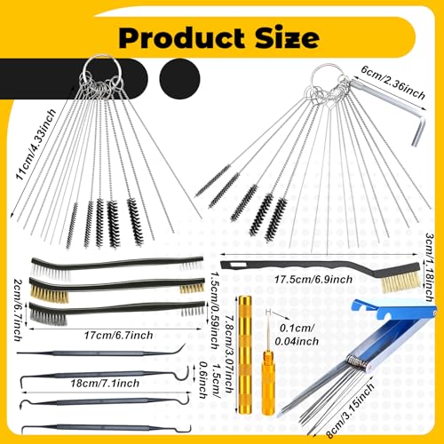Carburetor Cleaner Kit, Torch Tip Cleaner Set with Brush Needles Nylon Brushes Hexagonal Wrench Scraper and Cleaning Hooks Aluminum Case for Motorcycle ATV(17,Storage Box) - style: Storage Box