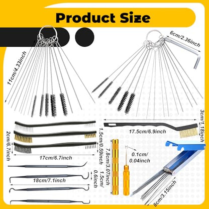 Carburetor Cleaner Kit, Torch Tip Cleaner Set with Brush Needles Nylon Brushes Hexagonal Wrench Scraper and Cleaning Hooks Aluminum Case for Motorcycle ATV(17,Storage Box) - style: Storage Box