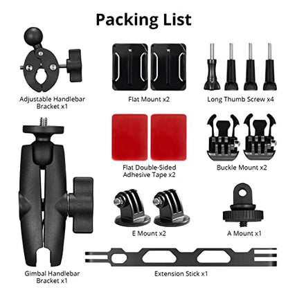 AKASO Action Camera Motorcycle Kit Compatible EK7000/EK7000 Pro/Brave 4/Brave 4 pro/Brave 7 LE/Brave 7/Brave 8/V50X/V50 Pro/V50 Elite/GoPro Hero 12 11 10 9 8/DJI/Apexcam Action Camera - style: Motorcycle Kit