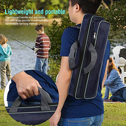 Fishing Lure Box,Portable Fishing Rod Case Carrier with Reel Storage - Travel Tackle Bag Backpack with Adjustable Strap