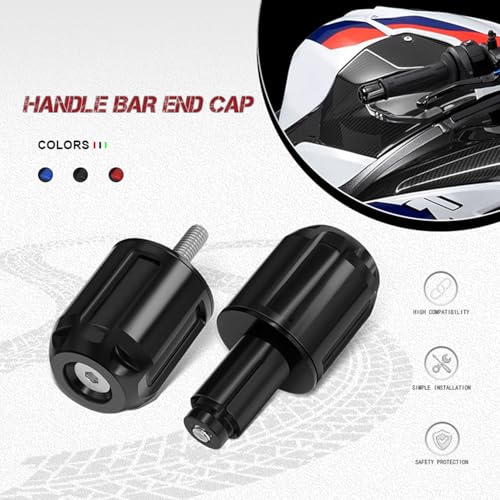 Motorcycle Handlebar Bar Ends Plug, CNC HandleBar Bar Ends Grips Plug Fit For Kawasaki Yamaha Honda Suzuki Aprilia And Motorcycles With Handlebar Inner Diameter Of 14-22mm (Black) - color: Black