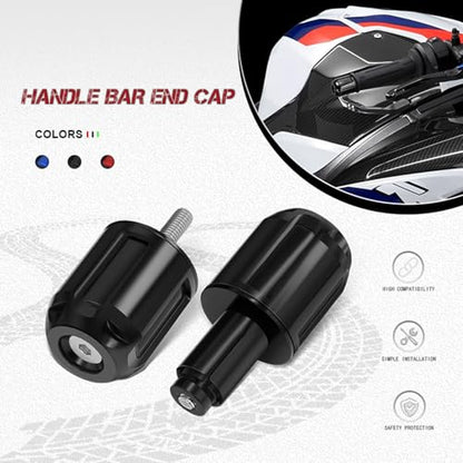 Motorcycle Handlebar Bar Ends Plug, CNC HandleBar Bar Ends Grips Plug Fit For Kawasaki Yamaha Honda Suzuki Aprilia And Motorcycles With Handlebar Inner Diameter Of 14-22mm (Black) - color: Black
