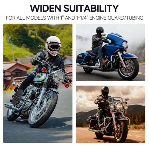 Upgraded-Highway Pegs, 1.25" Highway Footpegs Aluminum Short Angled Fit For 1''&1.25''(25/32mm) Crash Bars Compatible with Harley Road Electra Glide Road King Street Glide Softail Dyna Sportster Black