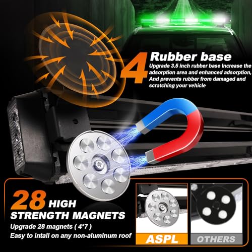 ASPL 26inch 126 LED Emergency Rooftop Strobe Lights Bar w/Controller Double Side Warning Hazard Snow Plow Flashing Light Traffic Advisor Safety Light for Work Trucks Vehicles Tow Pickup(Green/White) - color: Green/White