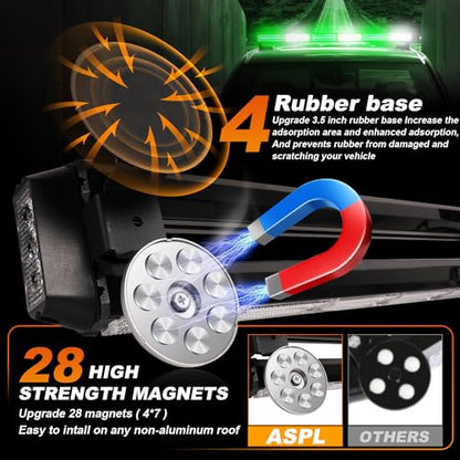 ASPL 26inch 126 LED Emergency Rooftop Strobe Lights Bar w/Controller Double Side Warning Hazard Snow Plow Flashing Light Traffic Advisor Safety Light for Work Trucks Vehicles Tow Pickup(Green/White) - color: Green/White