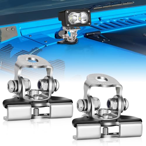 Hood Mount Light Brackets, 2PCS Universal Ditch Pod Light Mount Brackets, Hood Clamps for Truck Pickup UTV SUV Car, No Drilling 304 Stainless Steel - size: ditch light brackets