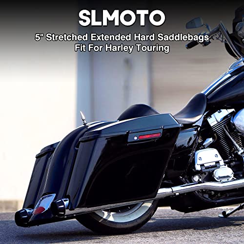 Hard Saddle Bags, Stretched Painted Saddlebag Conversion Brackets Fit for Harley FLT FLHT FLHTCU FLHRC Road King Road Glide Street Glide Electra Glide Ultra-Classic Softail Dyna Sportster 1984-2013 - color: Saddlebag #24+ Chrome Conversion Bracket