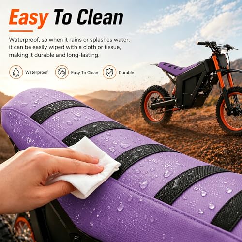 Electric Dirt Bike Seat Cover for Tutti Soleil 01,Black Stripe Non-Slip Motorcycle Cushion Cover for Tuttio Soleil01-Purple - color: Purple