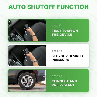 Portable Tire Inflator with Digital Pressure Gauge, Rechargeable Battery, LED Light, Wireless, for Cars, Motorcycles, Bikes and Balls