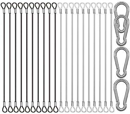 20 Pack 10 Inch(25cm) Stainless Steel Tethers with 4 Pcs Spring Snap Hook Clips, Steel Wire Cable with Loops Vinyl Cover Coated Short Rope Lanyard Lock Tether Chains, 2 Colors - color: 20p-25cm-2colors