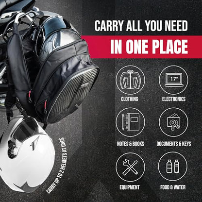 OG Original GetAway Motorcycle Backpack Waterproof, Man, Hard Shell, Large Capacity, Expandable 35L-45L, Motorbike Helmet Bag, Helmet Rucksack, Antitheft, Reflective, USB, Laptop - style: Getaway