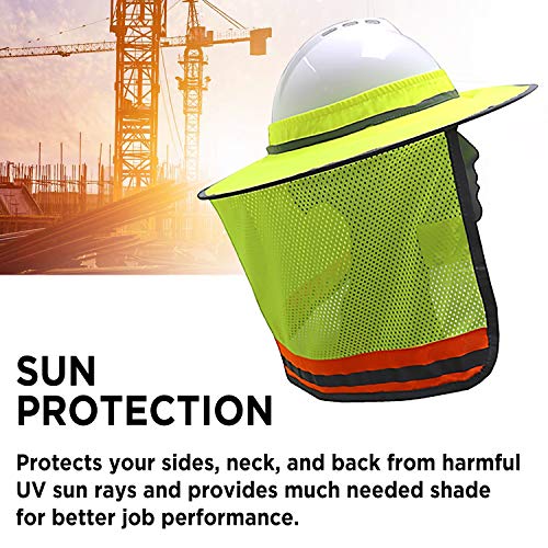 Wolf High-Visibility Orange Reflective Full-Brim Hard Hat Mesh Sun Visor Neck Shade - color: Hi-viz Yellow-lime