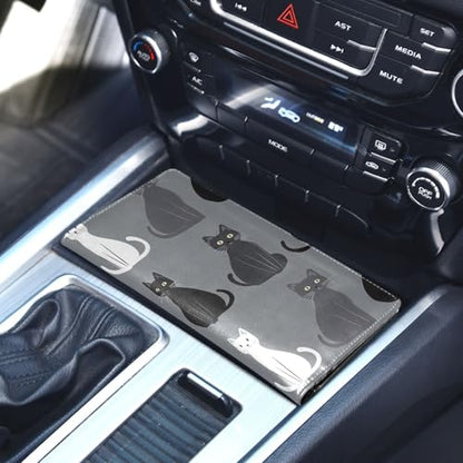 Art Cats Grey Black Pu Leather Car Registration & Insurance Card Holder Vehicle Glove Box Organizer for Driver Auto Owners Trailer Motorcycle Boat