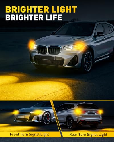 AUXITO Upgraded 1157 LED Bulb Amber Yellow Super Bright 2057 2357 7528 BAY15D LED Replacement Light Kit for Front Rear Turn Signal Light Blinker Parking DRL Tail Lights, Pack of 2 - color: Amber Yellow, size: 1157/2357