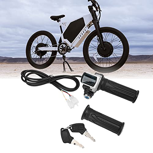 Throttle Handle Grips,Electric Bike Twist Throttle Grip Lock Key Set LED Indicator for Motorcycle Scooter 48V