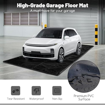 IRONMAX Garage Floor Mat, 7.9’ x 18’ Waterproof Floor Containment Mat with Cleaning Squeegee, Car Parking Mats Prevent Leaks Spills for Snow Ice Water and Mud - size: 7'11" x 18' (Rectangular)
