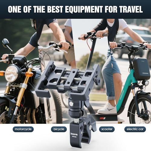Shock-Absorbing Phone Holder, Handlebar Clamp Base Fits 0.5"-2" Diameter Bars, 25mm Ball & Dual Socket Arm, 360° Rotatable, Universal for iPhone/Android Phones Width 2.56"-3.74" (KPS-13) - color: KPS-13
