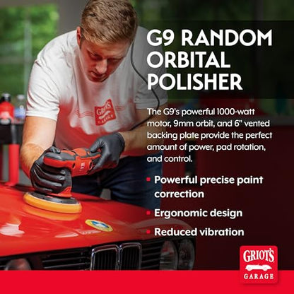 Griot's Garage G9 Random Orbital Polisher 10901 – 1000-Watt Dual Action Buffer for Car Detailing, Polishing, Waxing, Swirl and Scratch Removal – 6" Backing Plate, Variable Speed, Ergonomic Grip - size: G9 Random Orbital Polisher