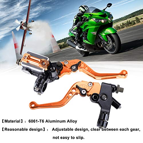 Universal Motorcycle 7/8" 22mm Handlebar Brake Master Cylinder Clutch Lever CNC Left & Right Set - color: Orange