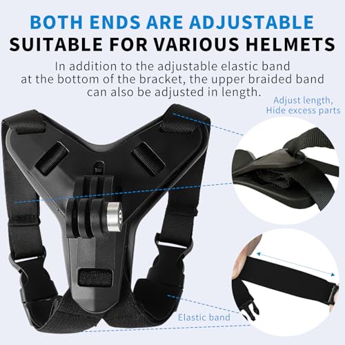Helmet Mount for GoPro,Motorcycle Chin Strap for Go Pro Hero 13/12/11/10/9/8/7 Black,DJI Osmo Action 6/5pro/4,Dirt Bike Holder Accessories Compatible with Insta360 X5/X4/X3/Acepro2,AKASO,SJCAM