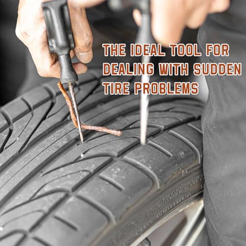 60PCS Heavy Duty Tire Plugs, 3.66" x 0.16" Rubber Auto Tire Sealing Strip Kit for Puncture Repairs, Universal Tubeless Tyre Repair Strings for Car Light Truck Motorcycle ATV (Brown) - color: Brown, 3.5mm