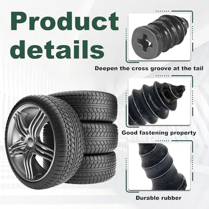 Tire Repair Rubber Nail, Spiral Rubber Nails & Screw Plugs Tire Repair Kit Self-Service Vacuum Tire Puncture Repair Tool for Car, Motorcycle, Truck, Tractor, Jp -Reliable Tire Repair (10Pcs) - size: 10Pcs