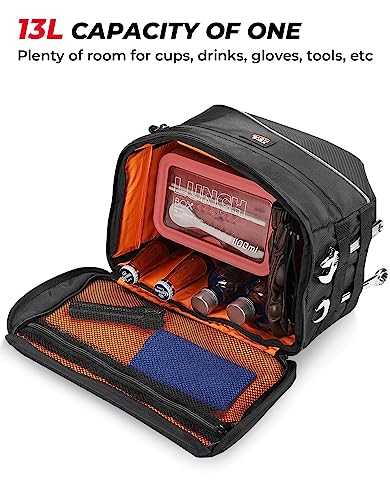 KEMIMOTO Upgrade Motorcycle Saddle Bags 26L (13Lx2) Middle-Sized Throw Over Saddlebags Orange Liner Scooter Panniers Universal Compatible with Softail Sportster Cruiser Motorbike Dirt Bike