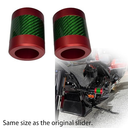 Motorcycle Crash Bar Guard CNC Slider Engine Guard Collision Protector with Green Carbon Fiber Fit for Harley 2024 CVO Road Glide ST,2PCS (Red) - color: Red