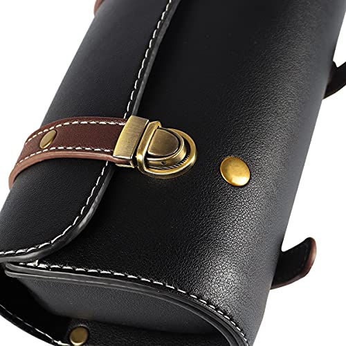 YIBO Motorcycle Fork Bag Quick Release Bag Side Bag Waterproof Universal Tool Bag American Bicycle Side Bag Leather Small Tool Bag (Black 2) - color: Black 2