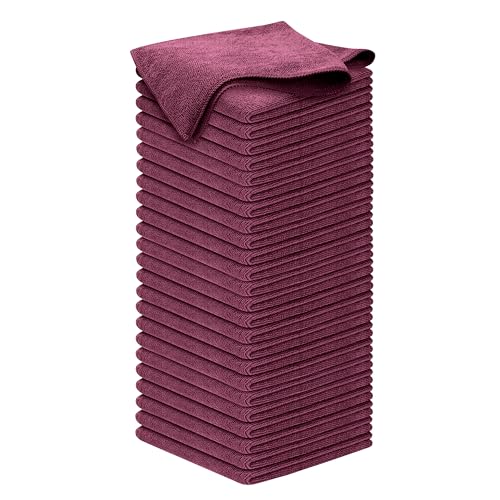 USANOOKS Premium 300GSM Microfiber Cleaning Cloth - 12.5"x12.5" High Performance - 1200 Washes, Ultra Absorbent Microfiber Towels for Cars Undercarriage, Rims & Engine Bay Cleaning - Microfiber Cloth - color: Burgundy, size: 12.5" x 12.5" (50 pack)