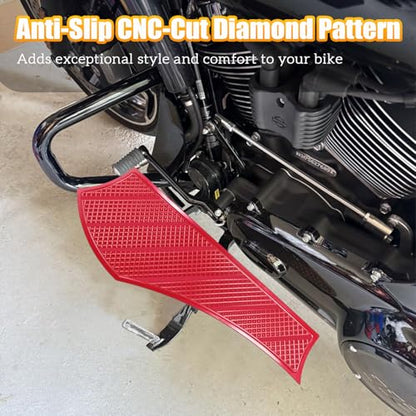 Red Driver Floorboards Front Footpegs for Harley Softail 1986-2017 & Touring Road King Road Glide Street Glide Electra Glide Ultra 1986-2025 - color: Driver Floor Board-Red