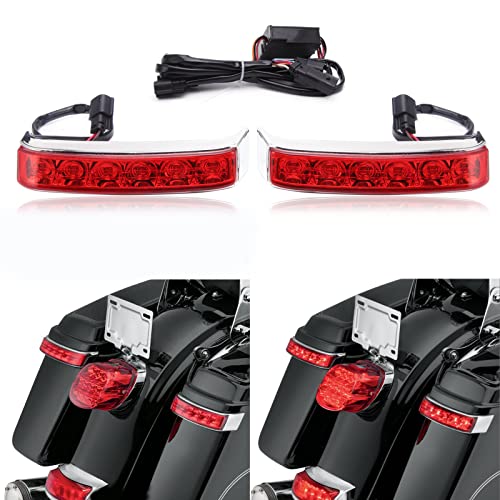 JMTBNO LED Motorcycle Saddlebag Brake Light Tail Light Running Lights Compatible with Harley Touring Electra Glide FLHTCU FLHTCUL FLHTK FLHTKL FLTRU FLHTKSE FLTRUSE(Chrome-Red) - color: Chrome-Red
