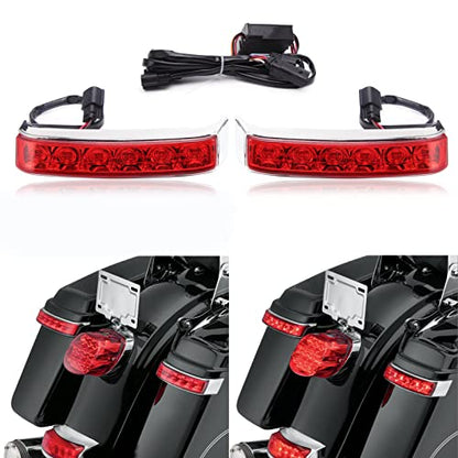 JMTBNO LED Motorcycle Saddlebag Brake Light Tail Light Running Lights Compatible with Harley Touring Electra Glide FLHTCU FLHTCUL FLHTK FLHTKL FLTRU FLHTKSE FLTRUSE(Chrome-Red) - color: Chrome-Red