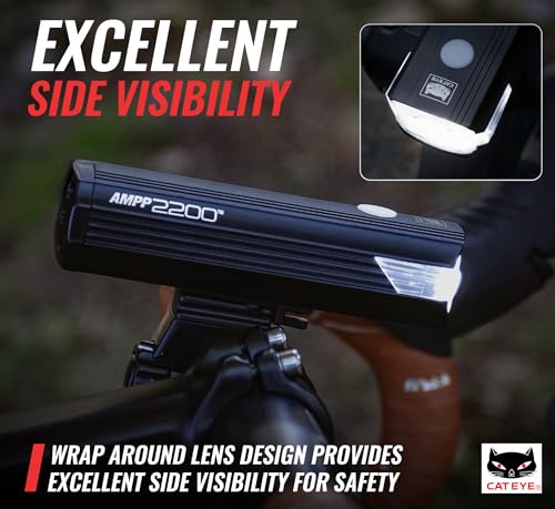 CATEYE AMPP USB Rechargeable Bike Light – High Visibility Super Bright OptiCube™ Headlight for Commuters, Road Cyclists & Mountain Bikers, Day & Night Riding Modes, IPX4 Waterproof, Tough & Durable - style: Ampp2200