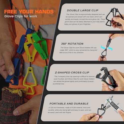 Glove Clips for Work Glove Holders - color: Double Zclip-blue Bd-aj123-6pcs