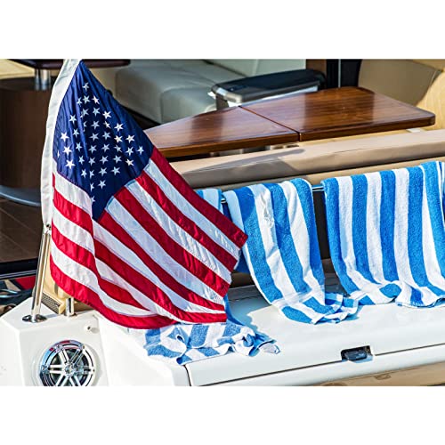 SYII American Flag 12x18 Inches, Embroidery 50 Stars Ensign Nautical US Boat Flags with 2 Brass Grommets, Heavy Duty Nylon Outdoor Banner for Marine Yacht UTV - color: 12x18 American Flag