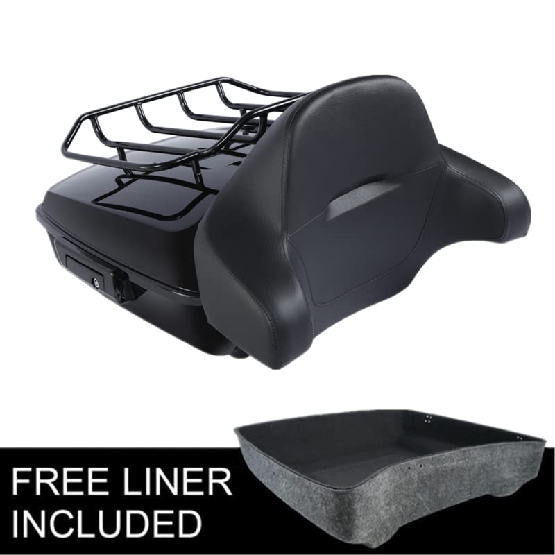 Gloss Black Chopped Tour Luggage Trunk Backrest & Mounting Bracket Rack Fit for Harley 2014-2025 Touring Road King Street Electra Glide Ultra-Classic - color: Chopped Trunk Set #6