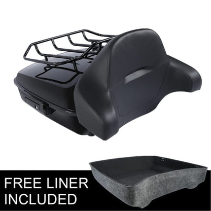 Gloss Black Chopped Tour Luggage Trunk Backrest & Mounting Bracket Rack Fit for Harley 2014-2025 Touring Road King Street Electra Glide Ultra-Classic - color: Chopped Trunk Set #6