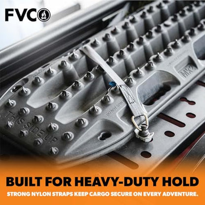 Flatline Van Co Heavy-Duty 1-Inch Cam Strap System - Adventure Van L-Track Anchors - 680 lb Nylon Cam Buckle Straps & Cam Buckle Tie Down Straps, 4-Pack 96"