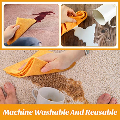 10 Pack 20" x 27" Shammy Cloths Absorbent Chamois Towel for Car Drying German Shammy Cloth Bulk Machine Washable Reusable Multi Purpose Orange Towels Anti Scratch for Home Car Pet Wash