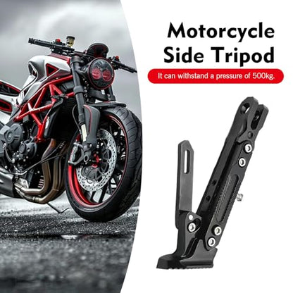 1 PC Motorcycle Kickstand, Height Adjustable CNC Alloy Side Stand with Non-slip Foot, Replacement Tripod Holder, Universal for Scooter Dirt Pit Bike (Black) - color: Black