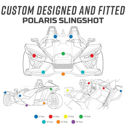 LEDGlow 20pc Bluetooth Advanced Million Color LED Neon Underlow Lighting Kit Fits Polaris Slingshot - Motorcycle Smartphone App - Automatic Brake Lights - Waterproof Control Box - Flexible Strips