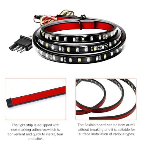 Truck Tailgate Light Strip Bar, 60 Inch 108 LED Single Row Strip for Running Brake Turn Signal Reverse Light, Flexible Full Function Lorry Lamp Strip, Universal Fit - size: 108Beads