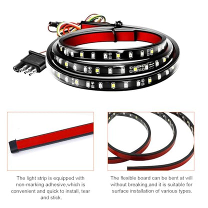 Truck Tailgate Light Strip Bar, 60 Inch 108 LED Single Row Strip for Running Brake Turn Signal Reverse Light, Flexible Full Function Lorry Lamp Strip, Universal Fit - size: 108Beads