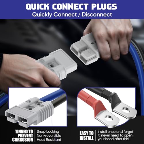 EXTRESPO 2/0 Gauge 30 FT Heavy Duty Jumper Cables, 1500Amp Quick Connect Booster Cables for 12V & 24V Cars, SUVs and Trucks, Kit with Carry Case, Gloves, Brushes - size: 00 Gauge 30 FT