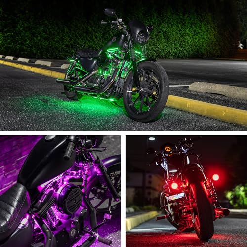 LEDGlow 20pc Advanced Million Color LED Motorcycle Accent Flexible Underglow Lighting Kit Compatible with Harley Davidson Sportster Models - Brake Lights Feature - Waterproof