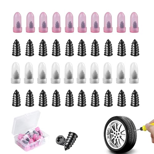 Tire Repair Rubber Nails Kit, 2026 Upgrade Screw in Tire Repair Plugs Fast Self Service Tire Repair Tools, Tire Repair Rubber Nail for Car Truck, Tractor Tire, Motorcycle (40 Pcs) - color: 40 Pcs