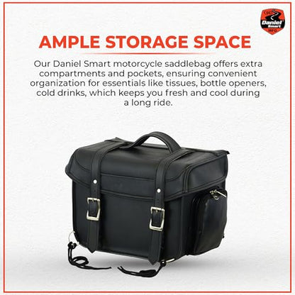Daniel Smart Cooler Insert Motorcycle Sissy Bar Bag - Insulated Saddle Bag Cooler - Hard Liner Small Biker Luggage Bag, Black