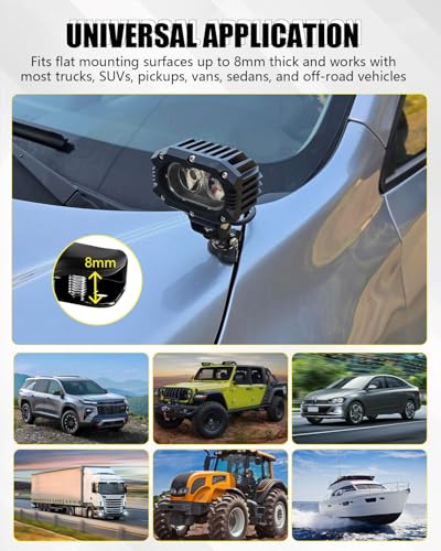 LED Light Bar Mounting Brackets, Universal Iron No-Drill Adjustable Ditch Light Mounts for SUV Truck Off Road Pod Light Clamp, 2PCS