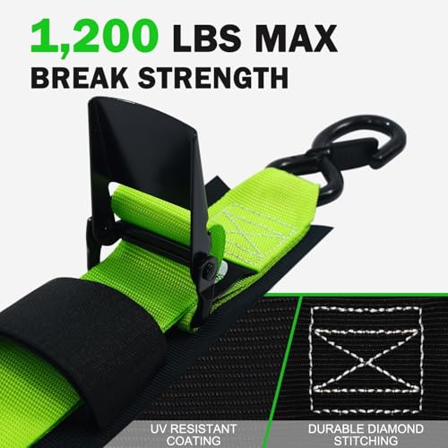 StarLeaparts Transom Tie Down Kits (2PK) -2" x 48" Boat Transom Straps - 1,200lb Break Strength Boat Straps for Trailer, Boat or Kayak Secure(Green) - color: Green